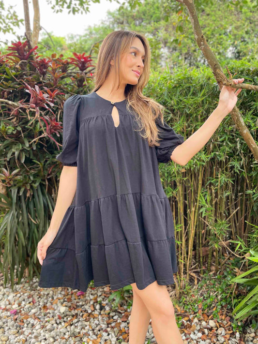 Vestido Corto Jaspeado Negro