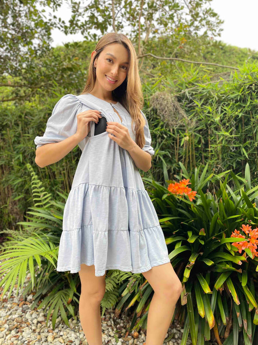 Vestido Corto Jaspeado Azul
