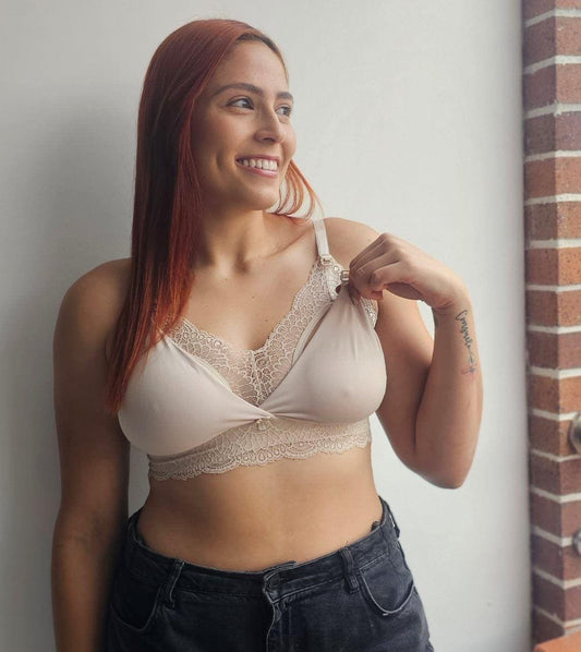 Bralette Aplique Encaje Beige