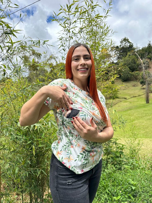 Blusa Manga Estampado Hojas