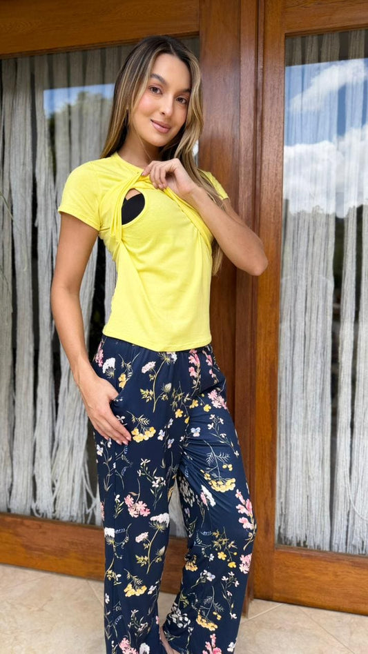 Pijama Pantalón Durazno Azul