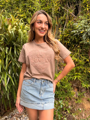 Camiseta Estampado Corazón Color Camel