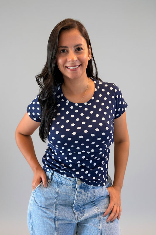 Blusa Manga Corta azul con bolas