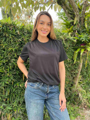 Camiseta con recogido frente Negro