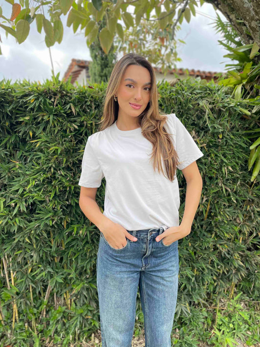 Camiseta con recogido frente Blanco