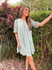 Vestido Corto Jaspeado Verde