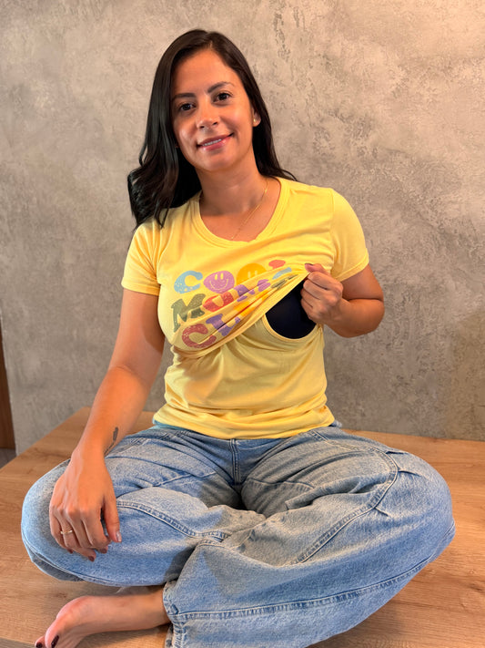 Blusa Manga corta con estampado localizado