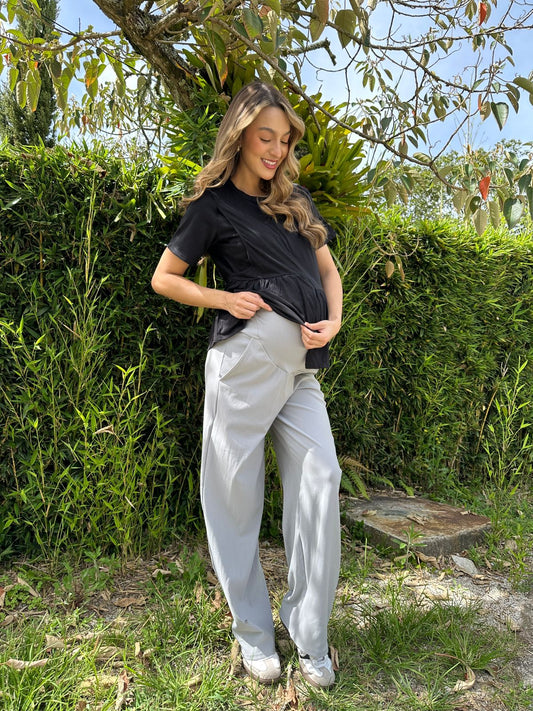 Pantalón Embarazo Unicolor Gris