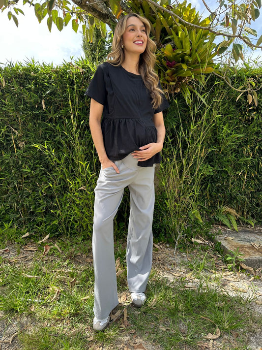 Pantalón Embarazo Unicolor Gris