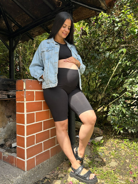 Leggins Embarazo Corto Unicolor Negro