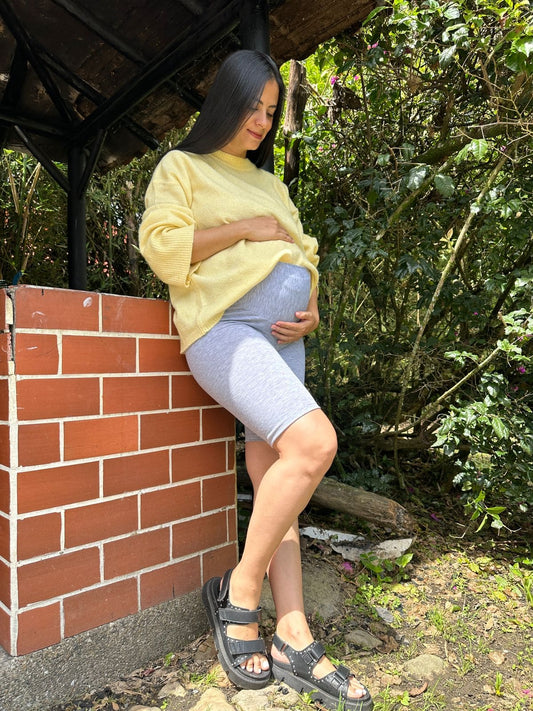 Leggins Embarazo Corto Unicolor Gris