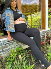 Leggins Embarazo Largo Unicolor Negro