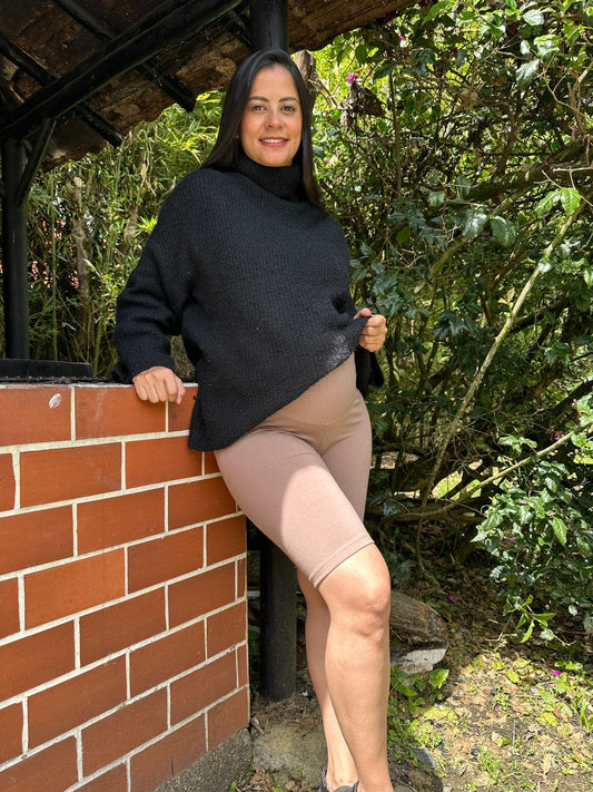 Leggins Embarazo Corto Unicolor Cafe