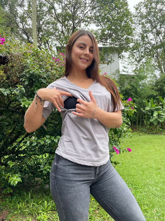 Camiseta Cortes frente Gris Cuello V