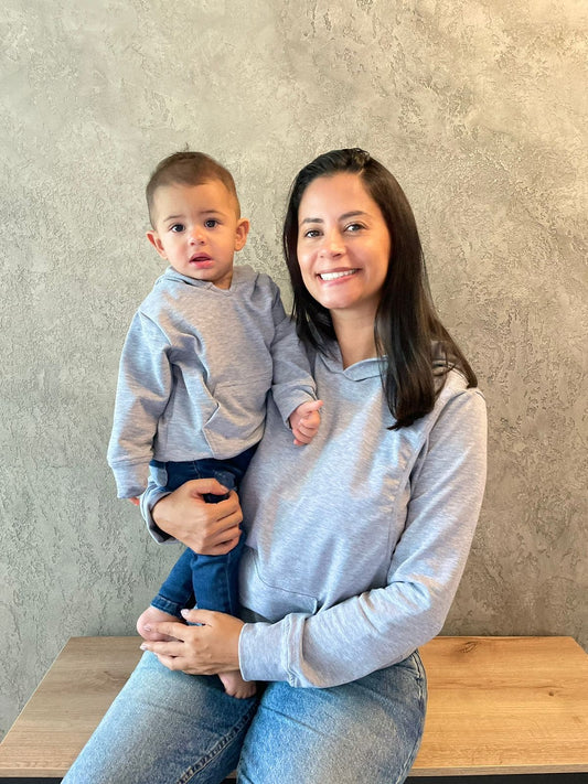 Duo Hoodie Para Lactar Gris Claro