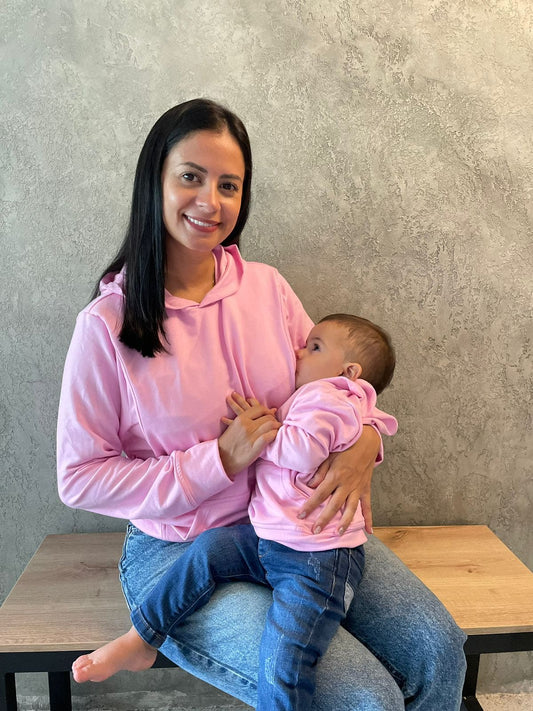 Duo Hoodie Para Lactar Rosado