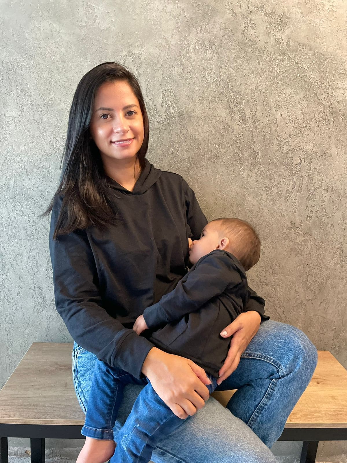 Duo Hoodie Para Lactar Negro