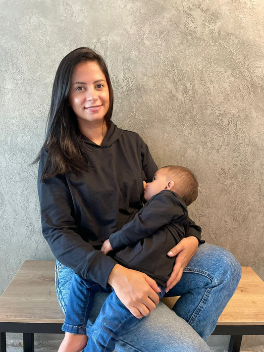 Duo Hoodie Para Lactar Negro