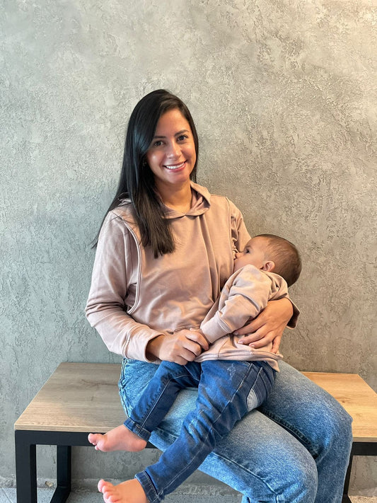 Duo Hoodie Para Lactar Café