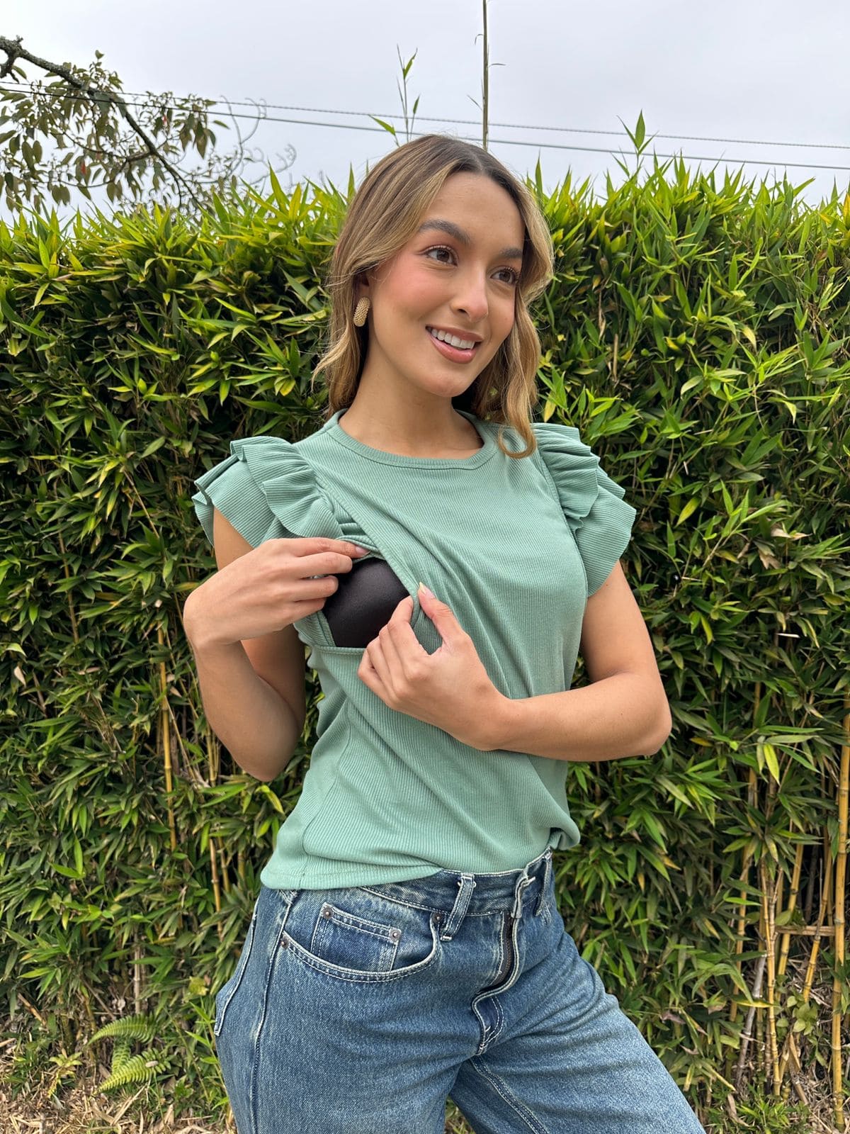 Camiseta Manga Sisa Con Bolero Verde