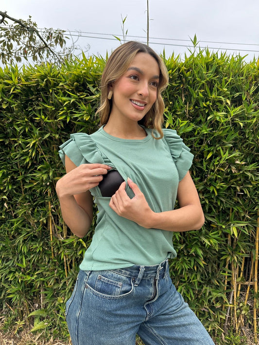 Camiseta Manga Sisa Con Bolero Verde