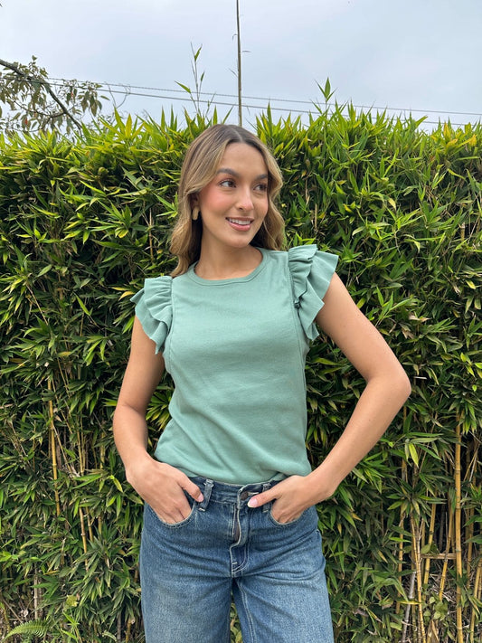 Camiseta Manga Sisa Con Bolero Verde