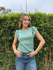 Camiseta Manga Sisa Con Bolero Verde