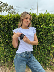 Camiseta Manga Sisa Con Bolero Blanco