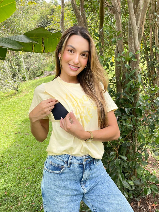 Camiseta Estampada Letter Hart Yellow