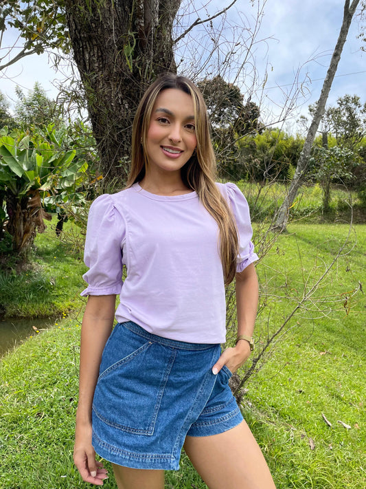 Camiseta Manga 3/4 Bolero Lila