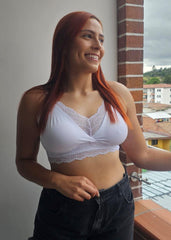 Bralette Aplique Encaje Blanco