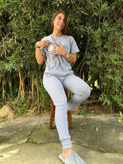 Deportivo Jogger En Rib Manga Corta Gris Claro