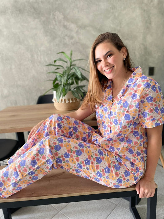 Pijama Camisa Botón Estampado Floral