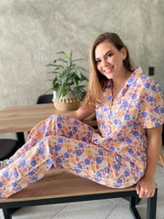 Pijama Camisa Botón Estampado Floral
