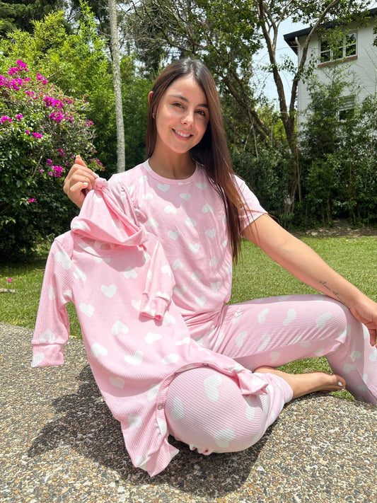 Dúo Pantalón Corazón Rosado