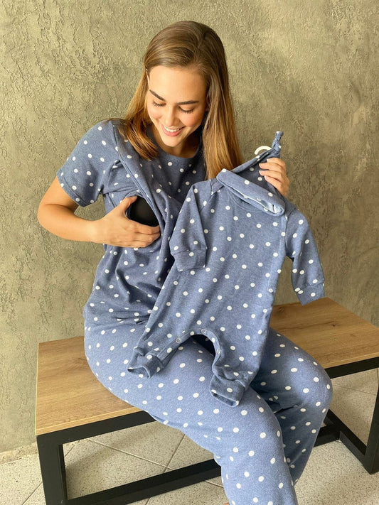 Dúo Pantalón Lunares Azul
