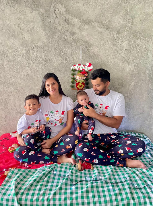 Pijama Jogger Mujer Estampado Navideño Azul