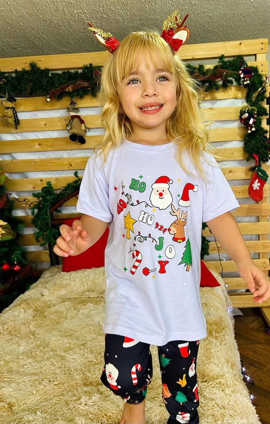 Pijama Jogger Niños Estampado Navideño Azul