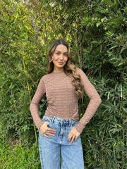 Camiseta Blonda Manga Larga Café