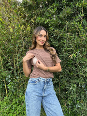 Camiseta Blonda Manga Corta Café