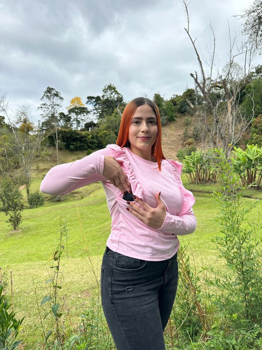 Blusa Manga Larga Bolero Rosa