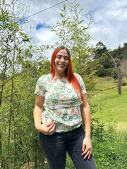 Blusa Manga Estampado Hojas