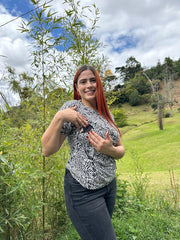 Blusa Manga Corta Print Blanco y Negro