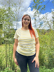 Blusa Manga Corta Lineas Amarillo