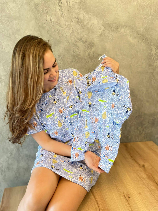 Dúo Bata Corta Estampado 06