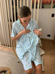 Dúo Bata Botón Estampado Ositos