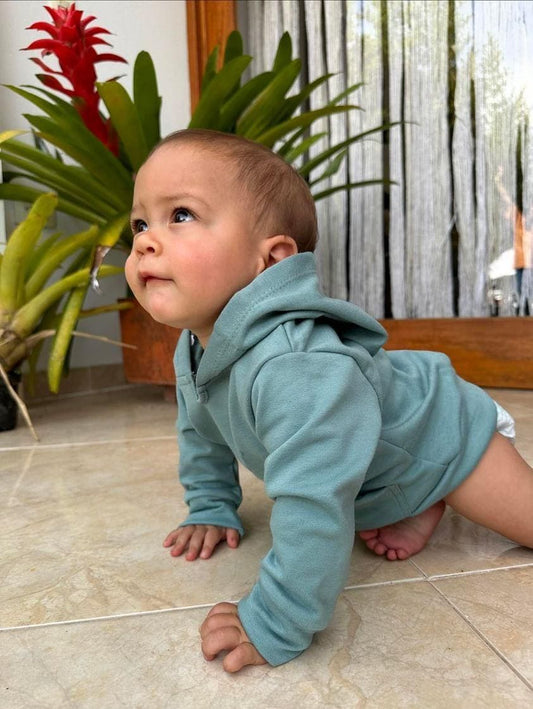 Hoodie Unicolor Oliva Niños