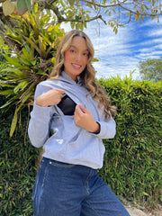 Hoodie Burda Unicolor Gris Claro