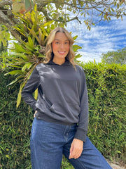 Hoodie Burda Unicolor Negro