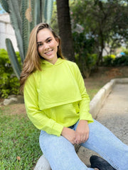 Hoodie Burda Unicolor Verde Limón